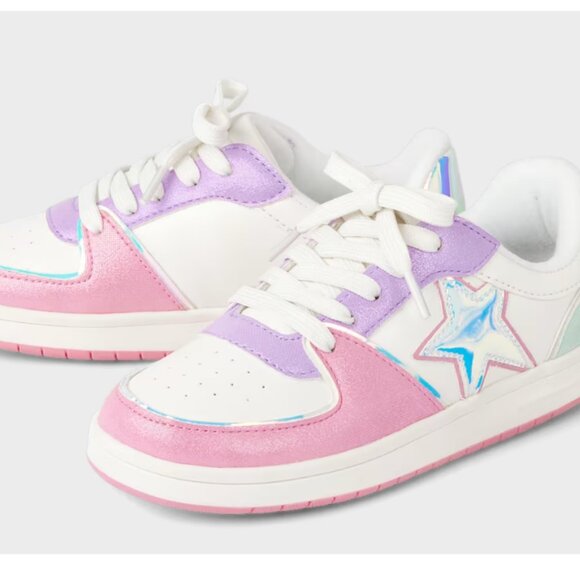 The Children's Place Girl's Star Colorblock Low Top Sneaker - Size 3 - Picture 1 of 7